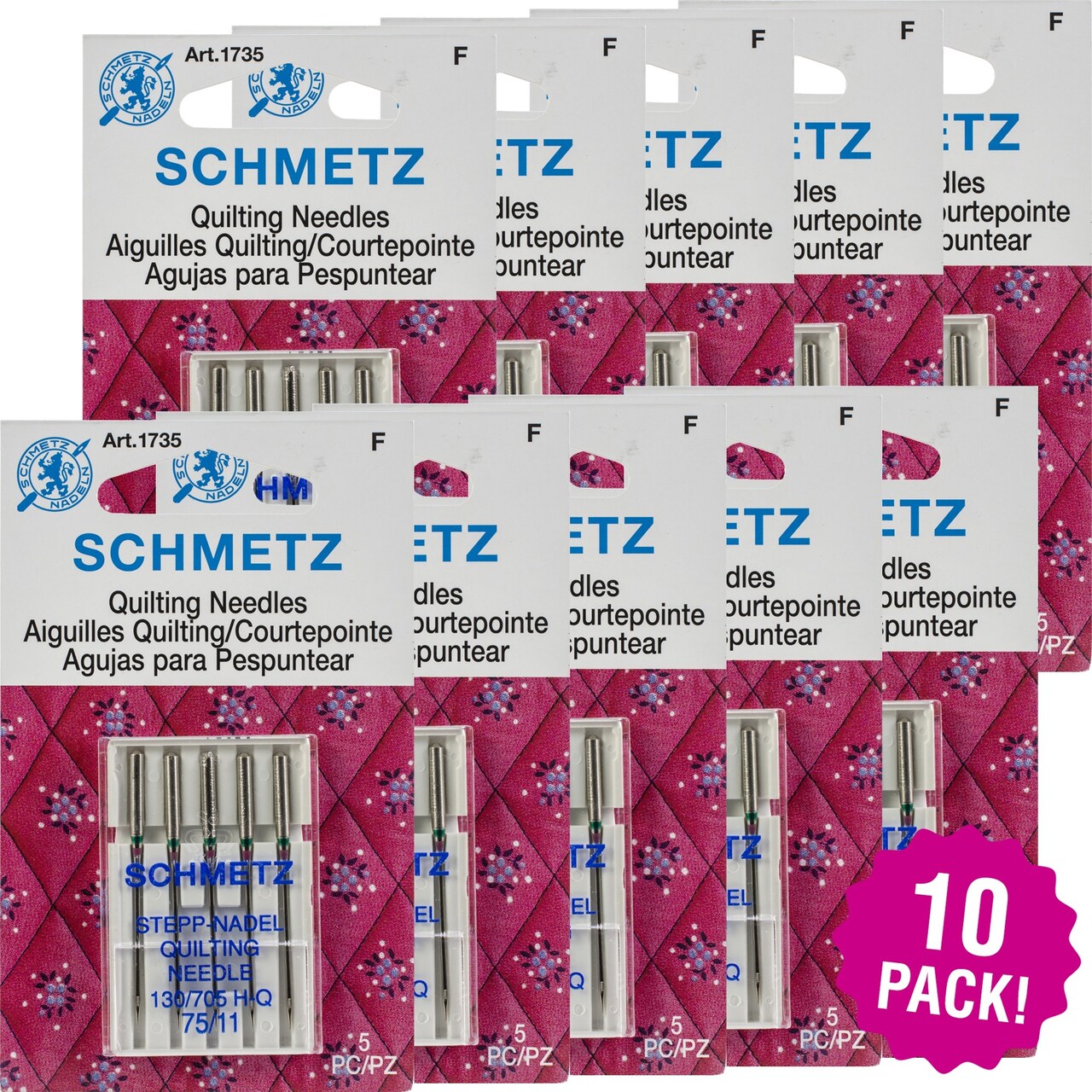 Multipack of 10 - Schmetz Quilt Machine Needles-Size 11/75 5/Pkg